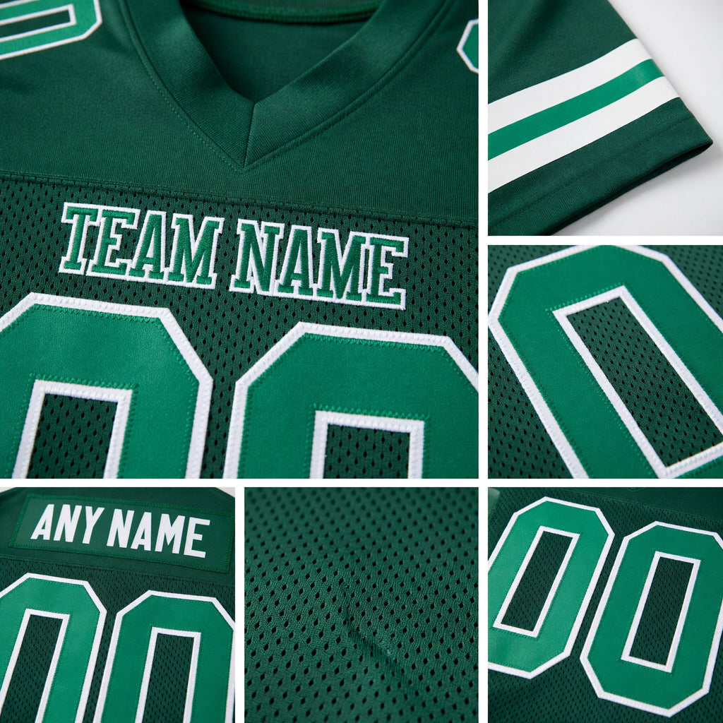 Custom Green Kelly Green-White Mesh Authentic Football Jersey detail