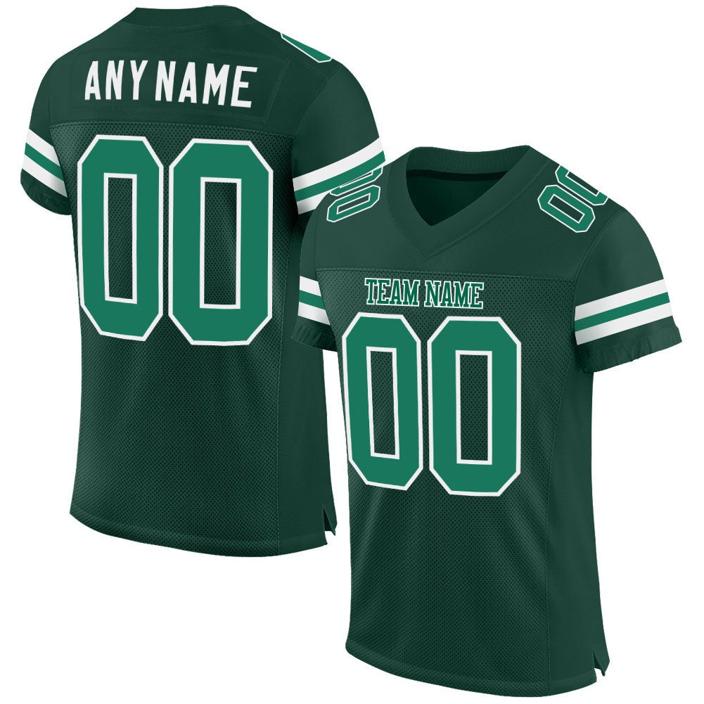 Custom Green Kelly Green-White Mesh Authentic Football Jersey photo 1