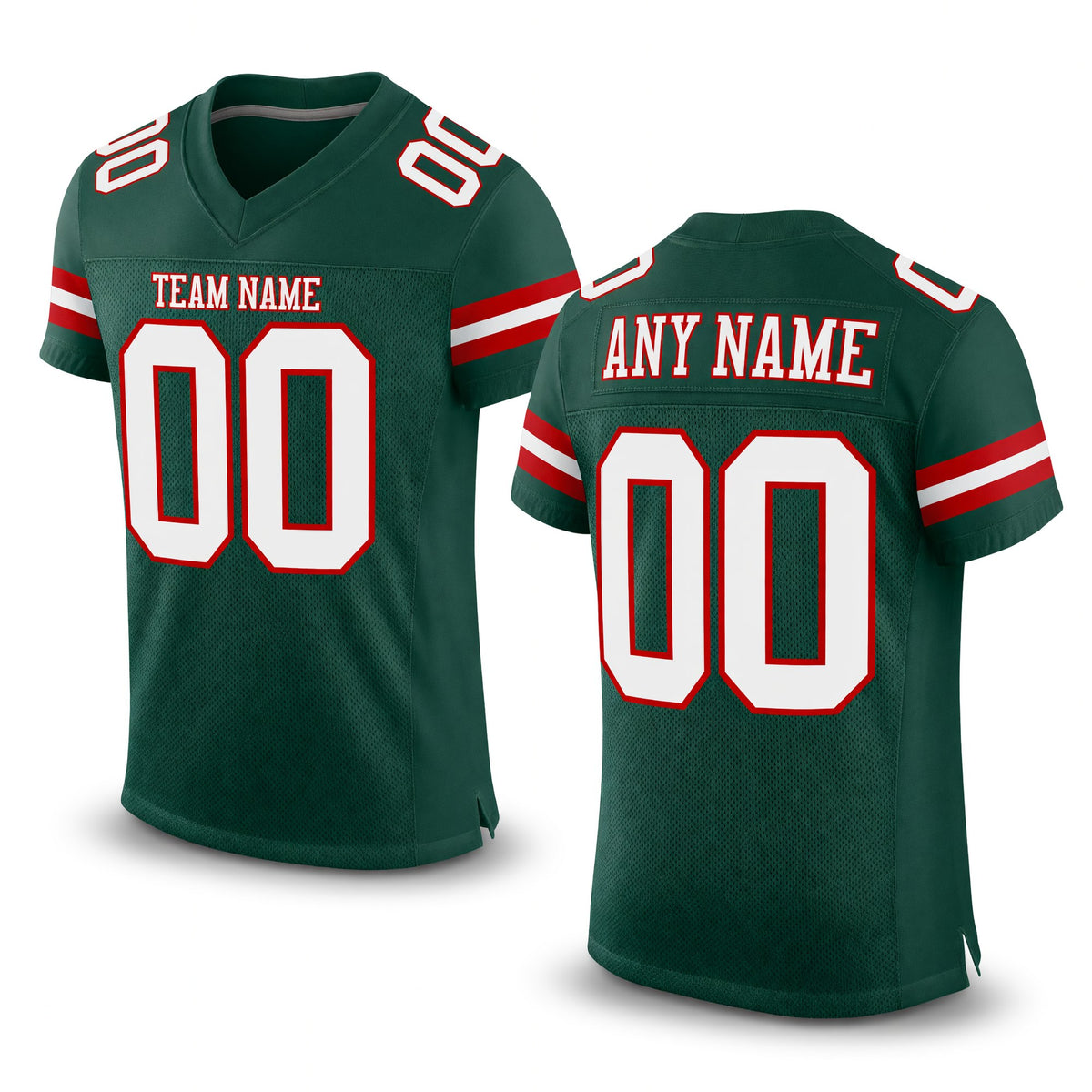 Custom Green White-Red Mesh Authentic Football Jersey