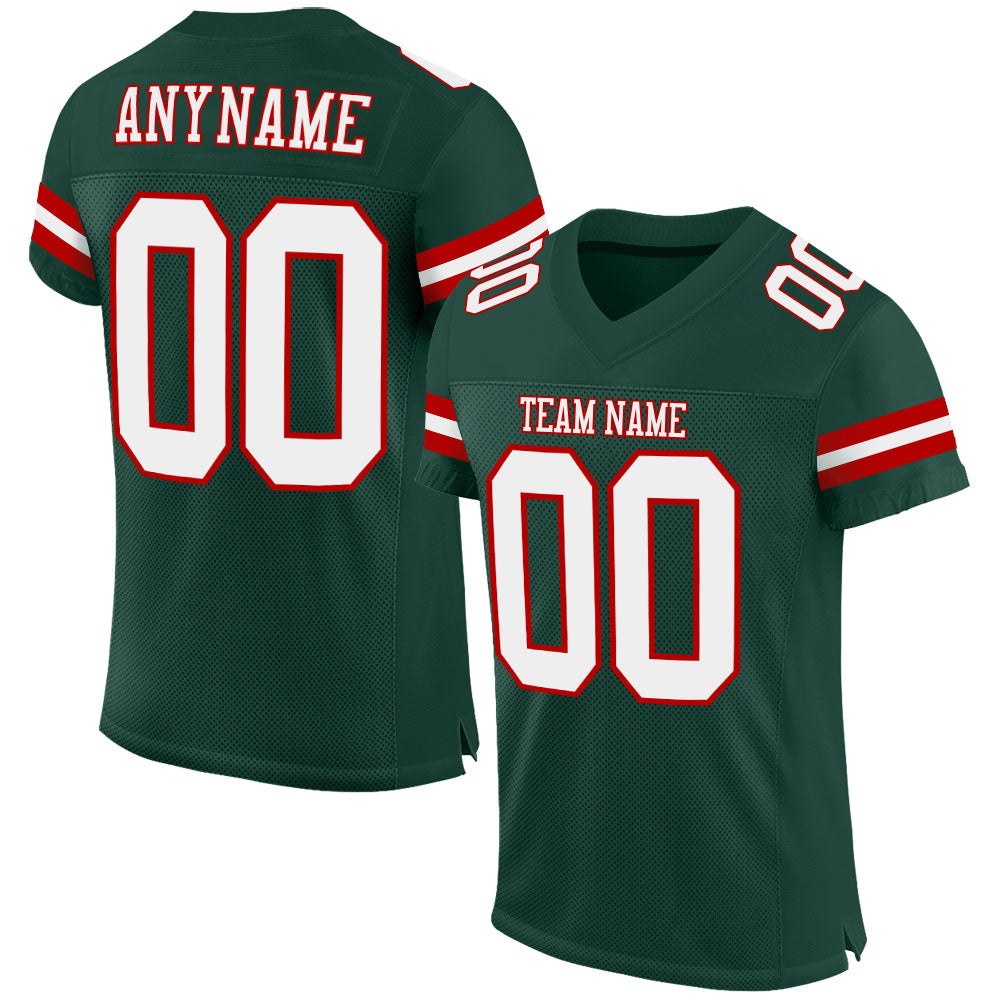 Custom Green White-Red Mesh Authentic Football Jersey photo 1