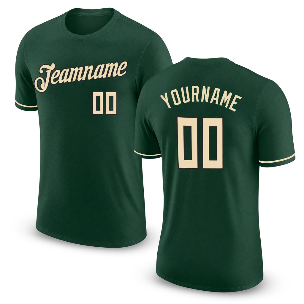 Custom Green Cream-Black Performance T-Shirt