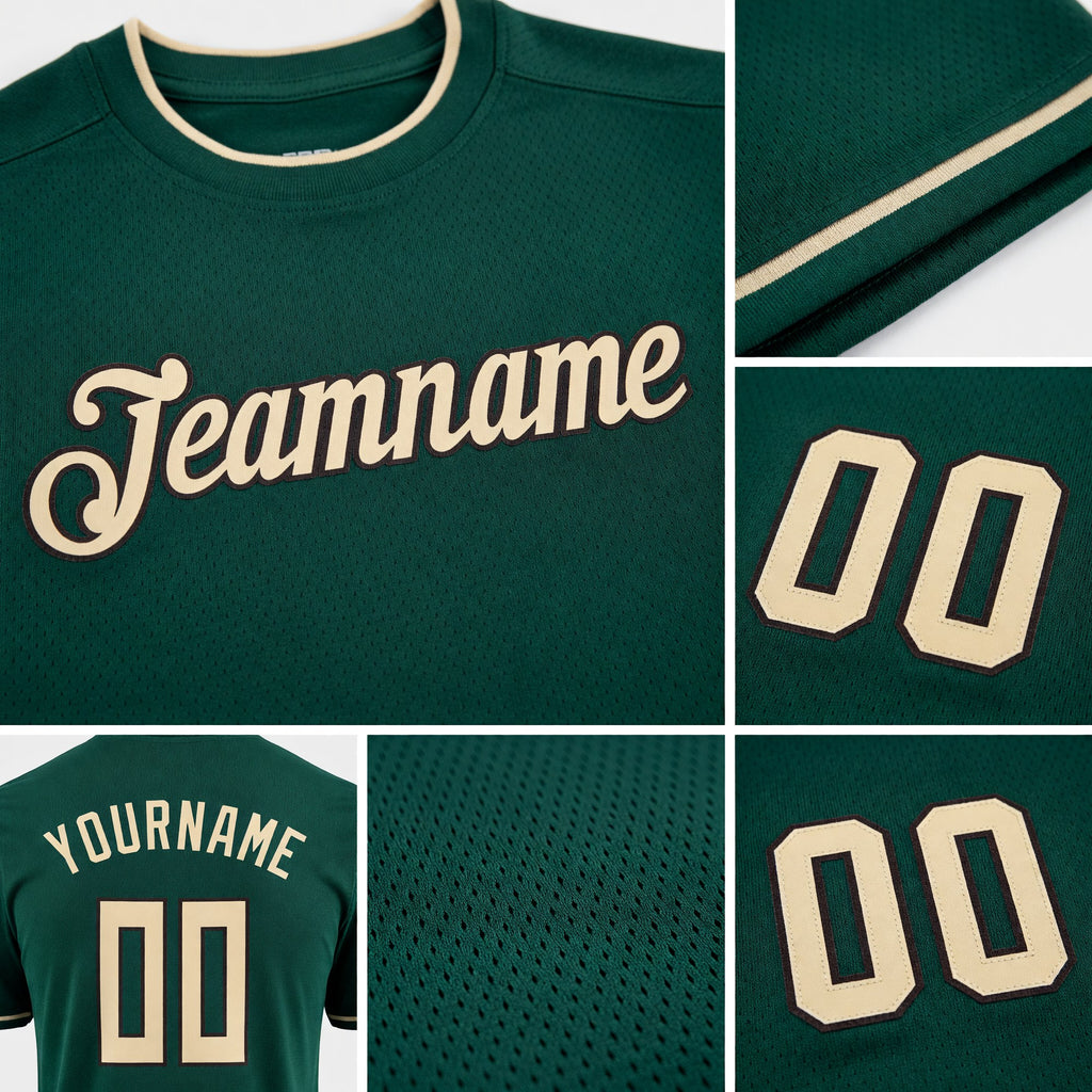 Custom Green Cream-Black Performance T-Shirt detail