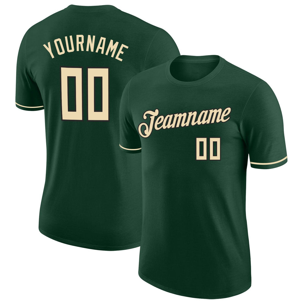 Custom Green Cream-Black Performance T-Shirt photo 1