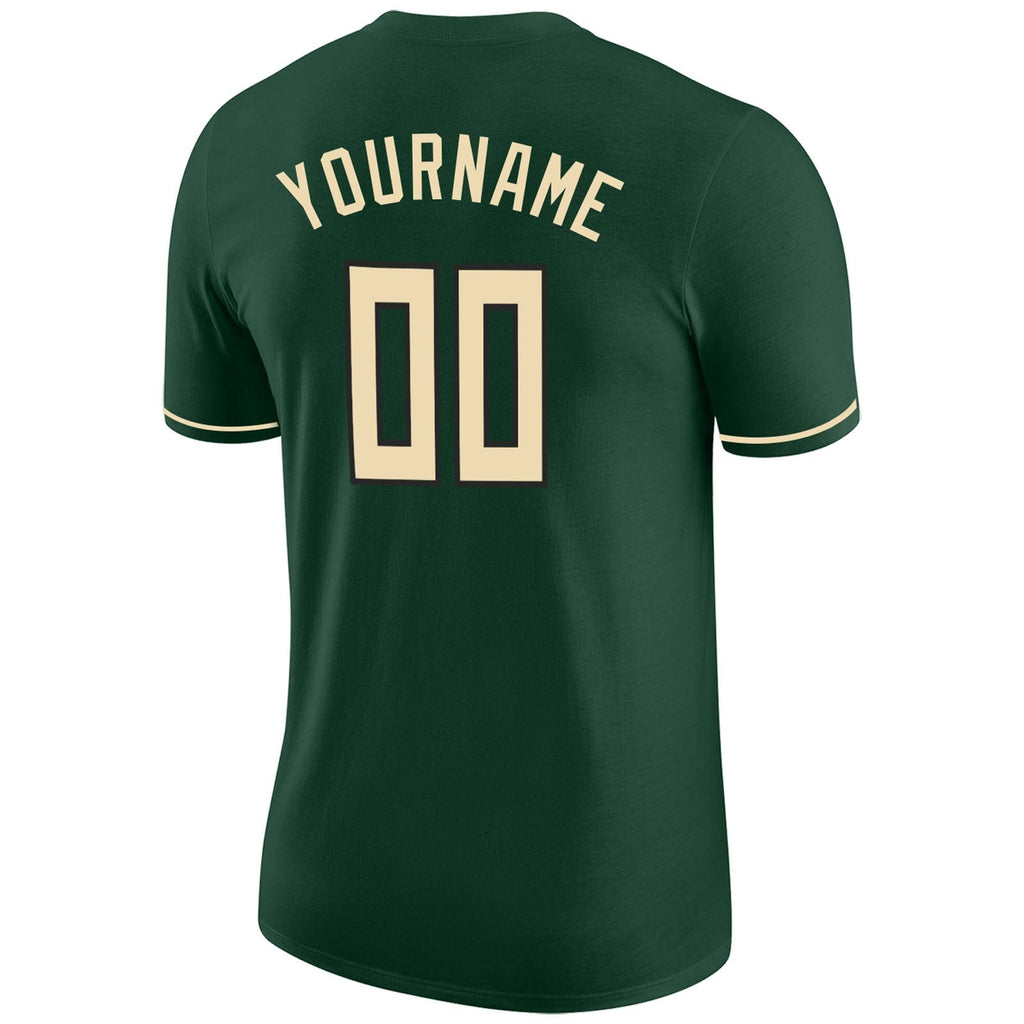 Custom Green Cream-Black Performance T-Shirt photo 5