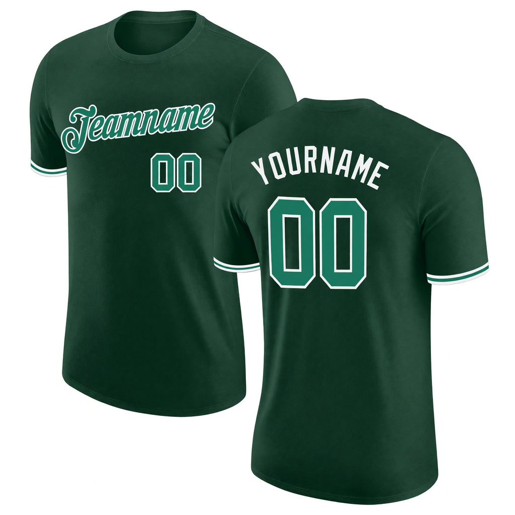Custom Green Kelly Green-White Performance T-Shirt