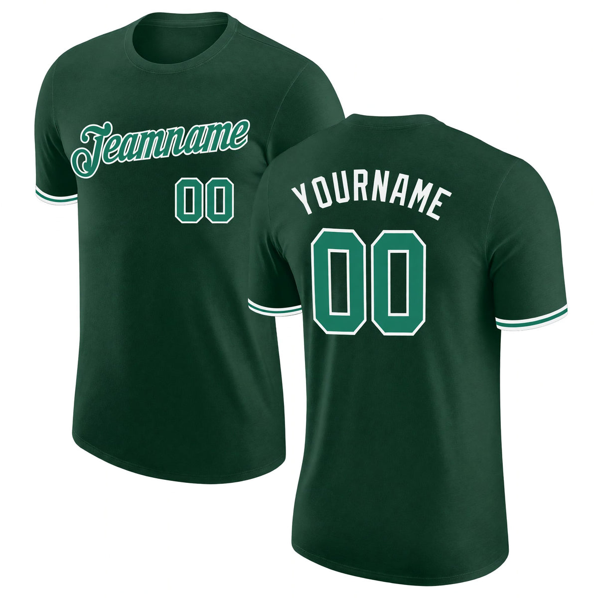 Custom Green Kelly Green-White Performance T-Shirt