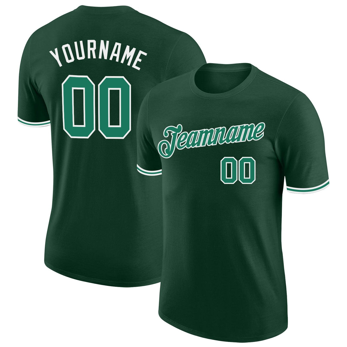 Custom Green Kelly Green-White Performance T-Shirt photo 1