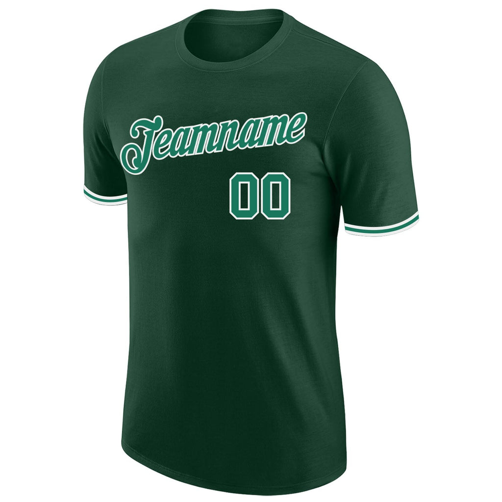 Custom Green Kelly Green-White Performance T-Shirt photo 4