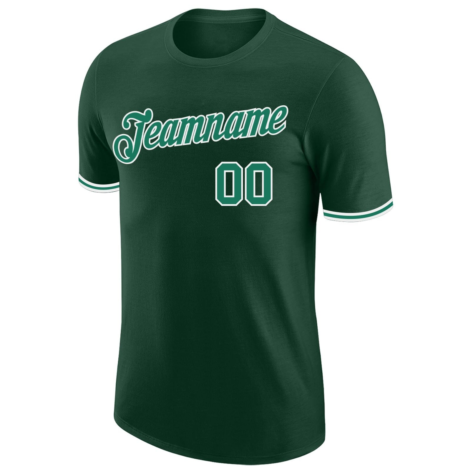 Custom Green Kelly Green-White Performance T-Shirt photo 4