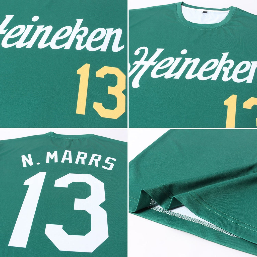 Custom Green White-Gold Performance T-Shirt photo 6