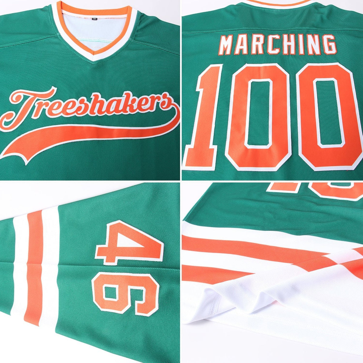 Custom Green Orange-White Hockey Jersey photo 4