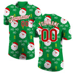 Custom Green Red-White Christmas 3D Performance T-Shirt