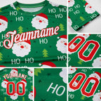 Custom Green Red-White Christmas 3D Performance T-Shirt detail