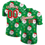 Custom Green Red-White Christmas 3D Performance T-Shirt photo 1