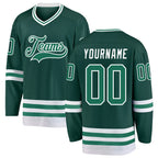 Custom Green Kelly Green-White Hockey Jersey