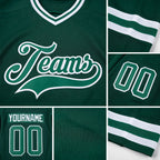 Custom Green Kelly Green-White Hockey Jersey detail