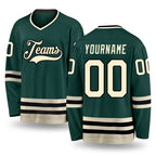 Custom Green Cream-Black Hockey Jersey