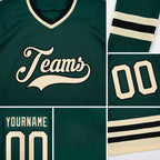 Custom Green Cream-Black Hockey Jersey detail