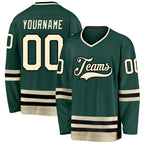 Custom Green Cream-Black Hockey Jersey photo 1