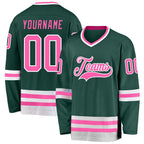 Custom Green Pink-White Hockey Jersey photo 1
