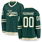 Custom Green Cream Hockey Jersey