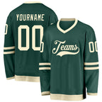 Custom Green Cream Hockey Jersey photo 1