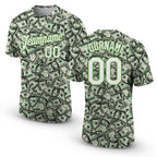 Custom Green White-Neon Green 3D Pattern Design Dollar Performance T-Shirt