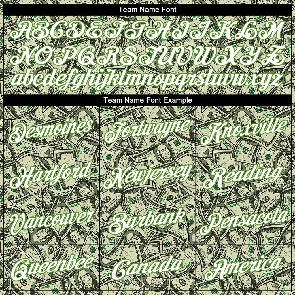 Custom Green White-Neon Green 3D Pattern Design Dollar Performance T-Shirt photo 1