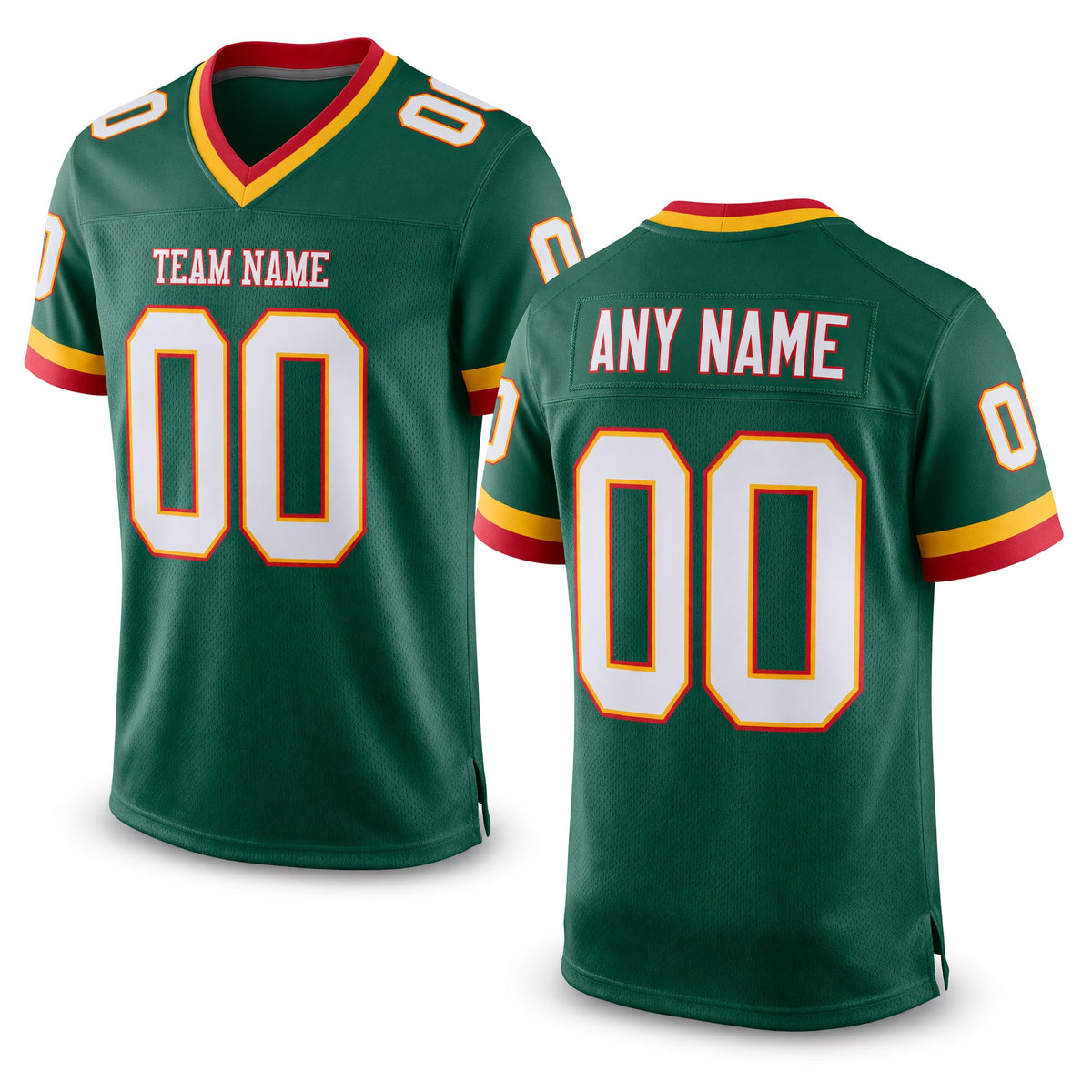 Custom Green White-Red Mesh Authentic Throwback Football Jersey