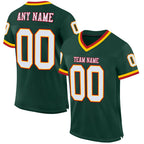Custom Green White-Red Mesh Authentic Throwback Football Jersey photo 1