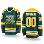 Custom Green Gold-White Hockey Jersey