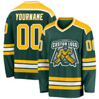Custom Green Gold-White Hockey Jersey photo 1