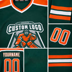 Custom Green Orange-White Hockey Jersey detail