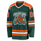 Custom Green Orange-White Hockey Jersey photo 2