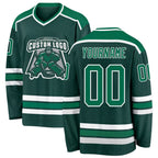 Custom Green Kelly Green-White Hockey Jersey