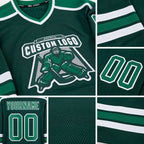 Custom Green Kelly Green-White Hockey Jersey detail