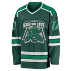 Custom Green Kelly Green-White Hockey Jersey photo 2