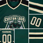 Custom Green Cream-Black Hockey Jersey detail