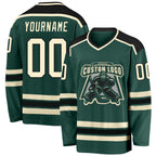 Custom Green Cream-Black Hockey Jersey photo 1