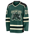 Custom Green Cream-Black Hockey Jersey photo 2