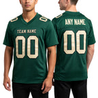 Custom Green Cream-Black Mesh Authentic Football Jersey worn front and back