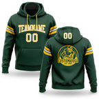 Custom Stitched Green White-Gold Football Pullover Sweatshirt Hoodie