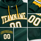 Custom Stitched Green White-Gold Football Pullover Sweatshirt Hoodie detail