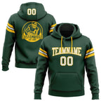 Custom Stitched Green White-Gold Football Pullover Sweatshirt Hoodie photo 1
