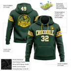 Custom Stitched Green White-Gold Football Pullover Sweatshirt Hoodie photo 2