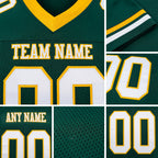 Custom Green White-Gold Mesh Authentic Football Jersey detail