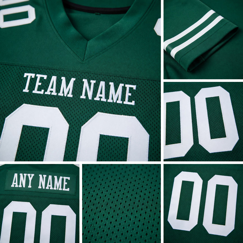 Custom Green White Mesh Authentic Football Jersey detail