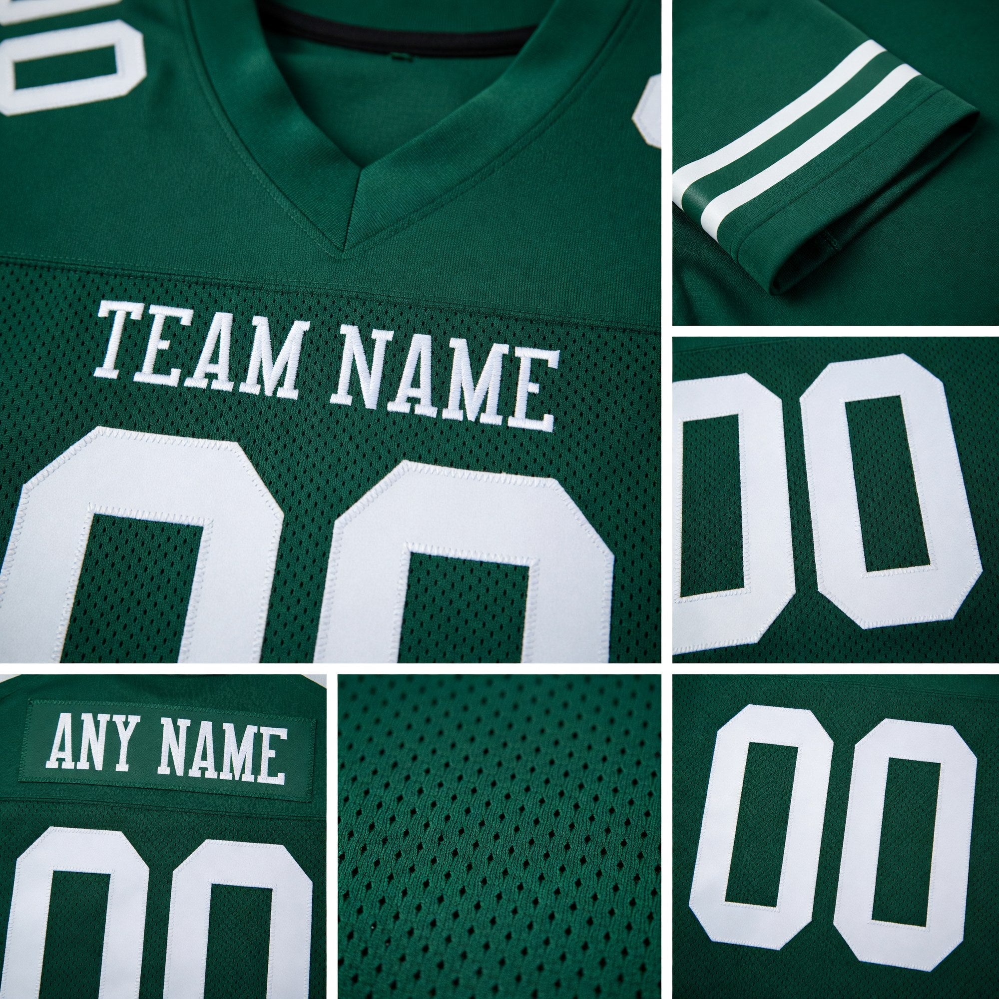 Custom Green White Mesh Authentic Football Jersey detail