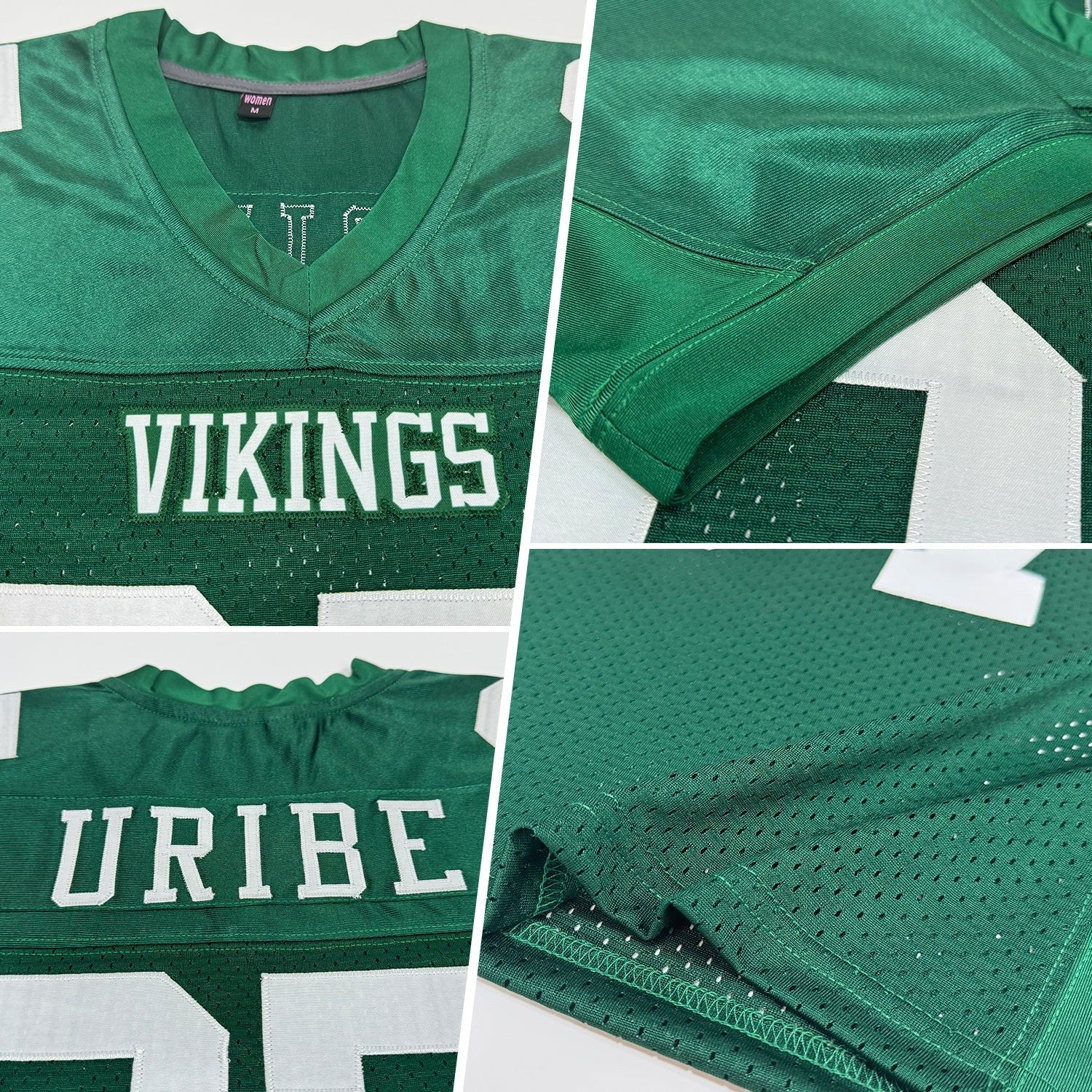 Custom Green White Mesh Authentic Football Jersey photo 2