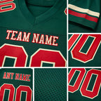 Custom Green Red-Cream Mesh Authentic Football Jersey detail